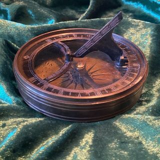 Vintage/antique? Nautical Brass Sundial Compass Nautical Navigational Tool