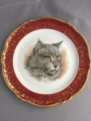 Vintage Limoges France Wall Plate Cat Red & Gold 10 "