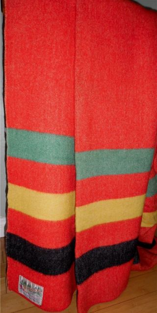 Vintage Large Red Orrlaskan 3 Stripes Wool Blanket 88x72 Orr Felt Co.