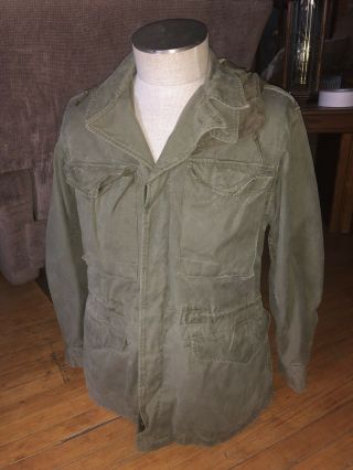 Vtg Ww2 Wwii Us Army Military M1943 Field Jacket Coat 34r With Hood