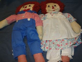 Vintage Raggedy Ann And Andy Dolls 19 " Dolls