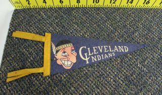 Vintage 1950s Cleveland Indians Chief Wahoo Pennant Flag Mbl Souvenir 5 X 11.  5 "
