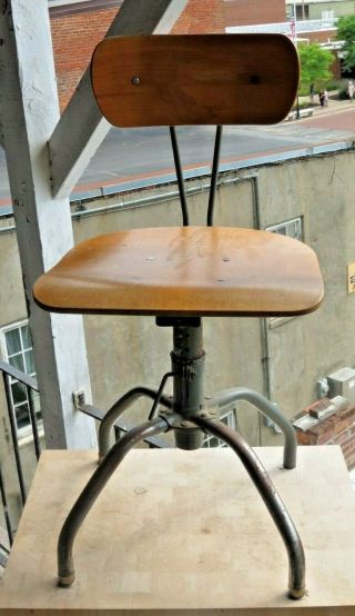 Vintage Singer Sewing Machine Chair Industrial Factory Wooden Adjustable Seat