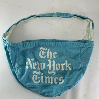 Vintage York Times Canvas Newspaper Delivery Bag Light Blue