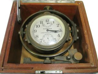Hamilton Model 22 Marine Chronometer 1942 Wii Vintage Us Navy Ship Clock