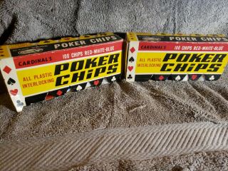 Vintage Plastic Poker Chip Set.  Box.  200 Chips