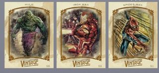 Topps Marvel Collect Vintage Day 1 Set Of 3 Hulk Iron Man Spider Man Digital