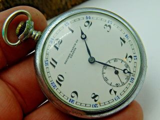 Vintage Antique 15 Jewel Swiss Made Record Watch Co Geneve Mens Pocket Watch