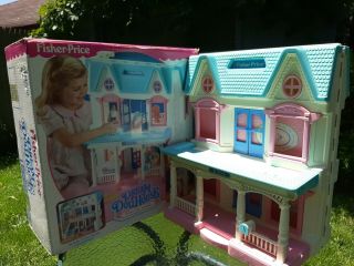 Vintage 1993 Fisher Price Doll House 6364 Loving Family Folding Dollhouse W/ Box