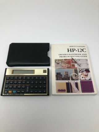 Vintage Hewlett Packard Hp 12c Financial Calculator W/ Case Sleeve & Booklet