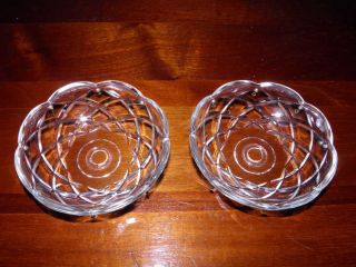 Pair Vintage,  Diamond Cut Crystal,  Clear Glass,  Scalloped,  8 Prism Lamp Bobeches