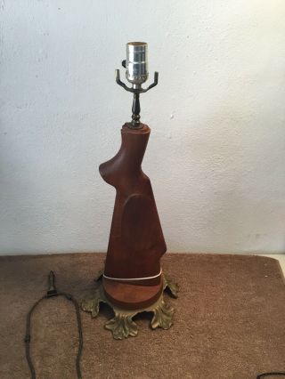 Vintage Walnut Wooden Gun Stock Table Lamp With Brass Base.