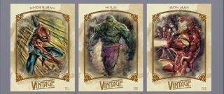 Marvel Collect By Topps Digital Vintage Ironman Hulk & Spider - Man Set Rare
