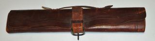 Vintage Leather Map/document Holder - Roll With Buckle And Handle - Wwii Era