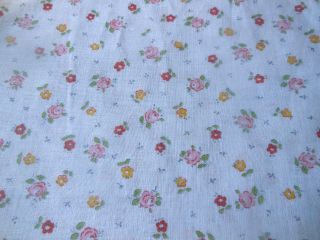 Vintage French Or English Petite Floral Roses Cotton Fabric Yellow Pink Red