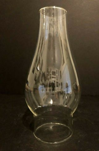 Vintage Clear Glass Chimney Globe 7.  3/4 " Tall With 2 1/2 " Fitter Size