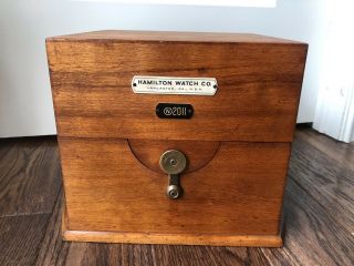 VTG WWII Hamilton Watch Clock Model 21 Ship Marine Chronometer Outer Wood Box 2