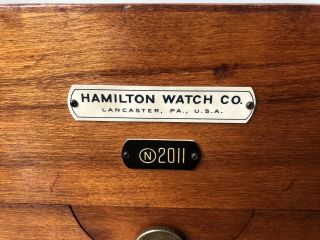 VTG WWII Hamilton Watch Clock Model 21 Ship Marine Chronometer Outer Wood Box 3