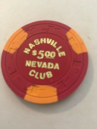 Nashvile Nevada Club $5 Casino Chip Las Vegas Nv