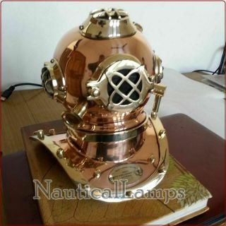 U.  S Navy Mark V Brass Copper Diving Divers Helmet Collectible Deep Sea Halloween