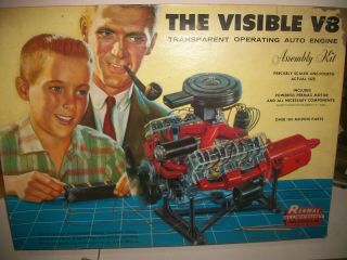 Vintage Renwal The Visible V - 8 Engine 802 In The Box But Incomplet