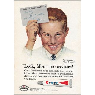 1957 Crest Toothpaste: Danny,  Norman Rockwell Vintage Print Ad