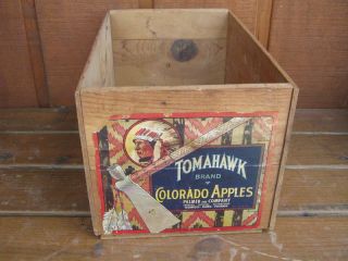 Vintage Indian Tomahawk Colorado Apples Palmer Wood Box