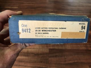 1966 Winchester Rifle Empty Box 30 - 30 Model 94 w/ Paperwork 2