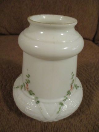 Antique Embossed Milk Glass Hand Painted Lamp Shade