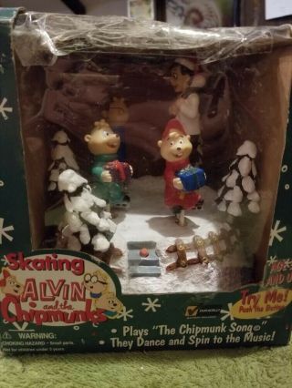 Vtg Gemmy Skating Alvin & The Chipmunks Christmas Animated/singing Decoration