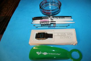 Las Vegas Casino Items: Pens,  Ashtray,  Watch,  Shoehorn