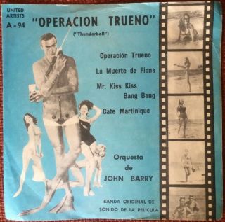 James Bond Thunderball - Chile Rare Ep With Unique Ps Photo Cover 45 Rpm Ex/vg,