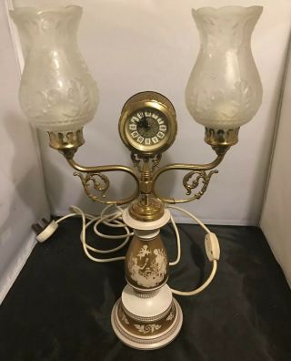 French Porcelain & Brass Vintage Table Lamp Handmade Exquisite Design Elegant