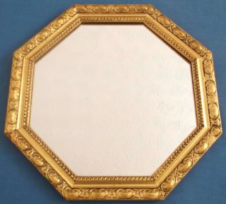 Vintage Octagonal Gold Gilt Ornate Frame Rococo Wall Hall Mirror