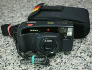 Vtg Pentax Iqzoom 60 35mm Film Camera Af Macro W/ Bag
