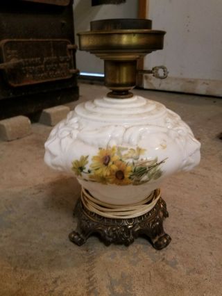 Victorian/vintage/antique Gwtw Style Lamp.  " Fenton ".  Embossed Lions.