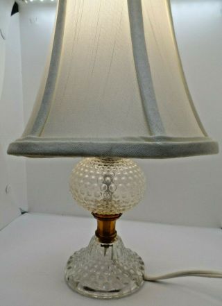 VTG Mid Century Modern Clear Glass Hobnail Lamp 11 