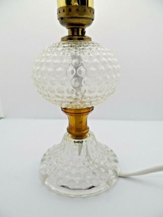 VTG Mid Century Modern Clear Glass Hobnail Lamp 11 