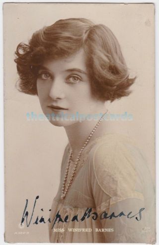 Stage Actress And Singer Winifred Barnes.  Signed Postcard