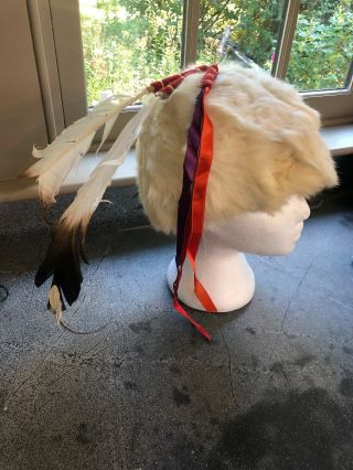 Native American Rabbit Fur Hat With Beadwork From The Ed Vebell Estate 3