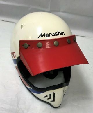 Vintage Marushin Mg Moto Full Face Motorcycle Racing Helmet Usa Colors Size Sm
