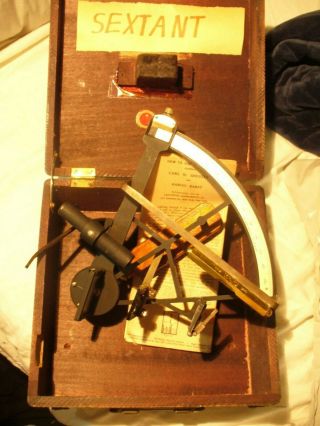 Antique Sextant With Wood Box Papers 1930 Lafayette Instruments York