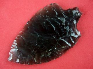 Fine Authentic 2 7/8 Inch Oregon Obsidian Split Stem Windust Point Arrowheads