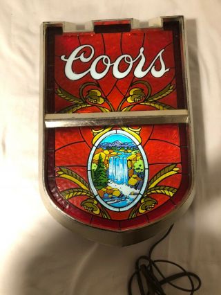 Vintage Coors Lighted Waterfall Beer Bar Sign Florescent Light Man Cave Bud Kcs