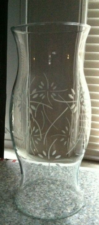 Etched Glass Hurricane Shade Globe Candle 11.  75 " Colonial Williamsburg Style