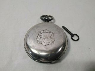 Old Antique Colombier Pocket Watch Key Wind Coin Silver Full Hunter Case