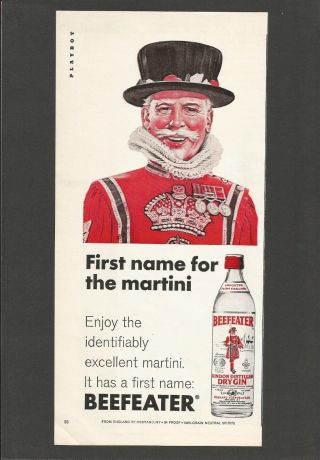 Beefeater Gin First Name For The Martini 1969 Vintage Print Ad