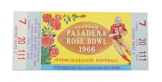 1966 Pasadena Rose Bowl Ticket Stub Ucla Vs Msu 1/1/66 Vintage
