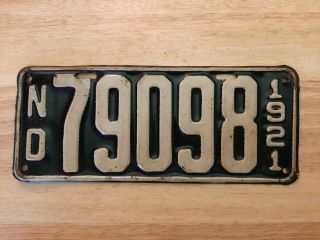 1921 North Dakota Vintage License Plate,  Paint,  Black & White 79098