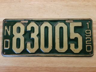 1920 North Dakota Vintage License Plate,  Paint,  Green & White 83005